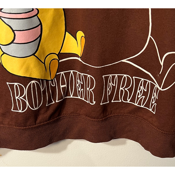 Disney Sweatshirt Womens Size L Winnie The Pooh Livin Bother Free Brown Pullover - Picture 6 of 7
